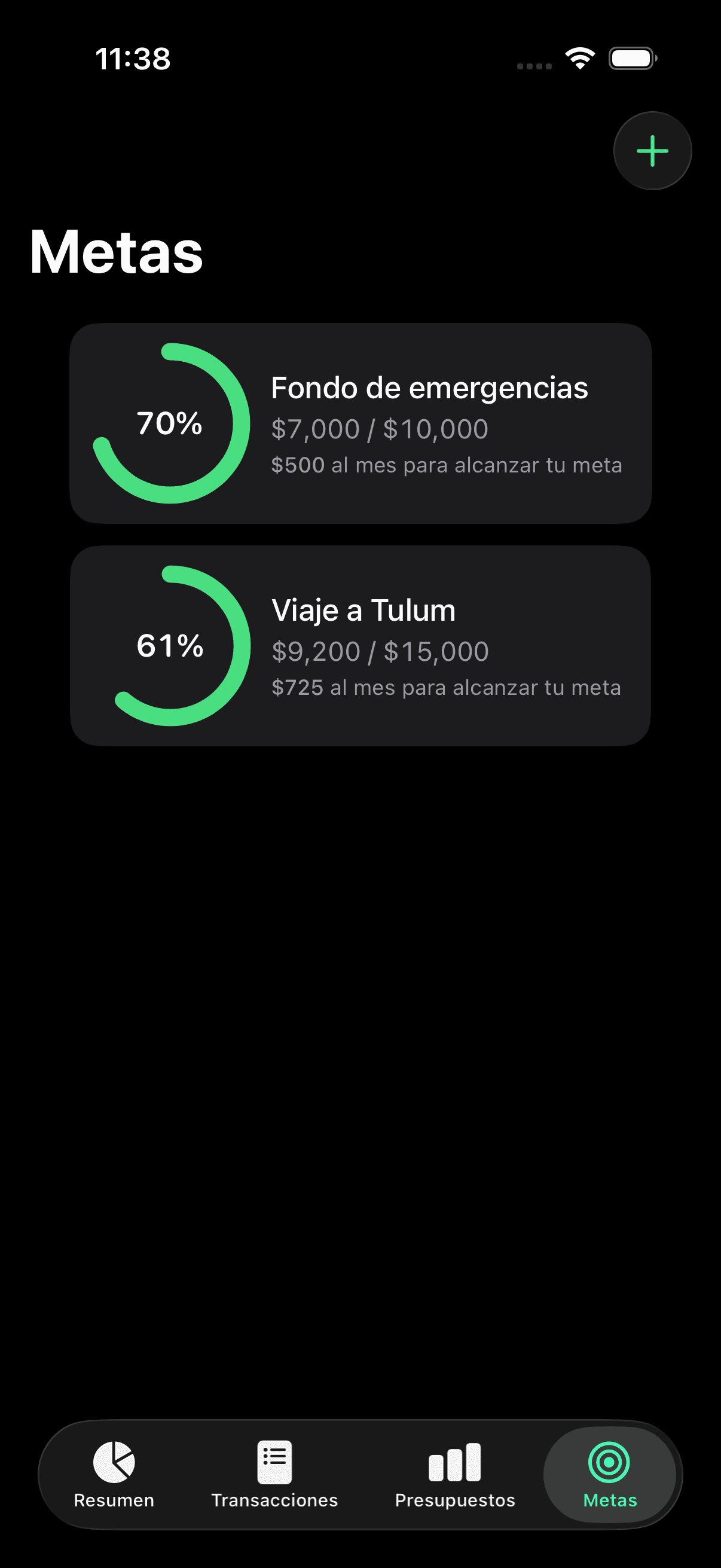 Metas de ahorro con aportación mensual calculada automáticamente